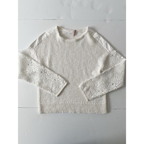 White Warren Sweater Women S White Lace Sleeves Boho Business Casual - Picture 1 of 9